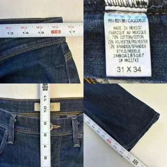 Guess Mens Vermont Slim Straight Leg Jeans Blue Size 31 Waist 34 Inseam - Picture 12 of 15